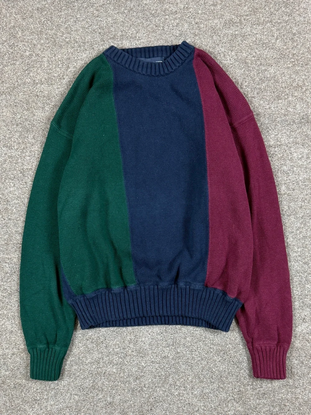 Vintage Jansport Navy Red Green Colorblock Crewneck Pullover Sweater Men’s Large
